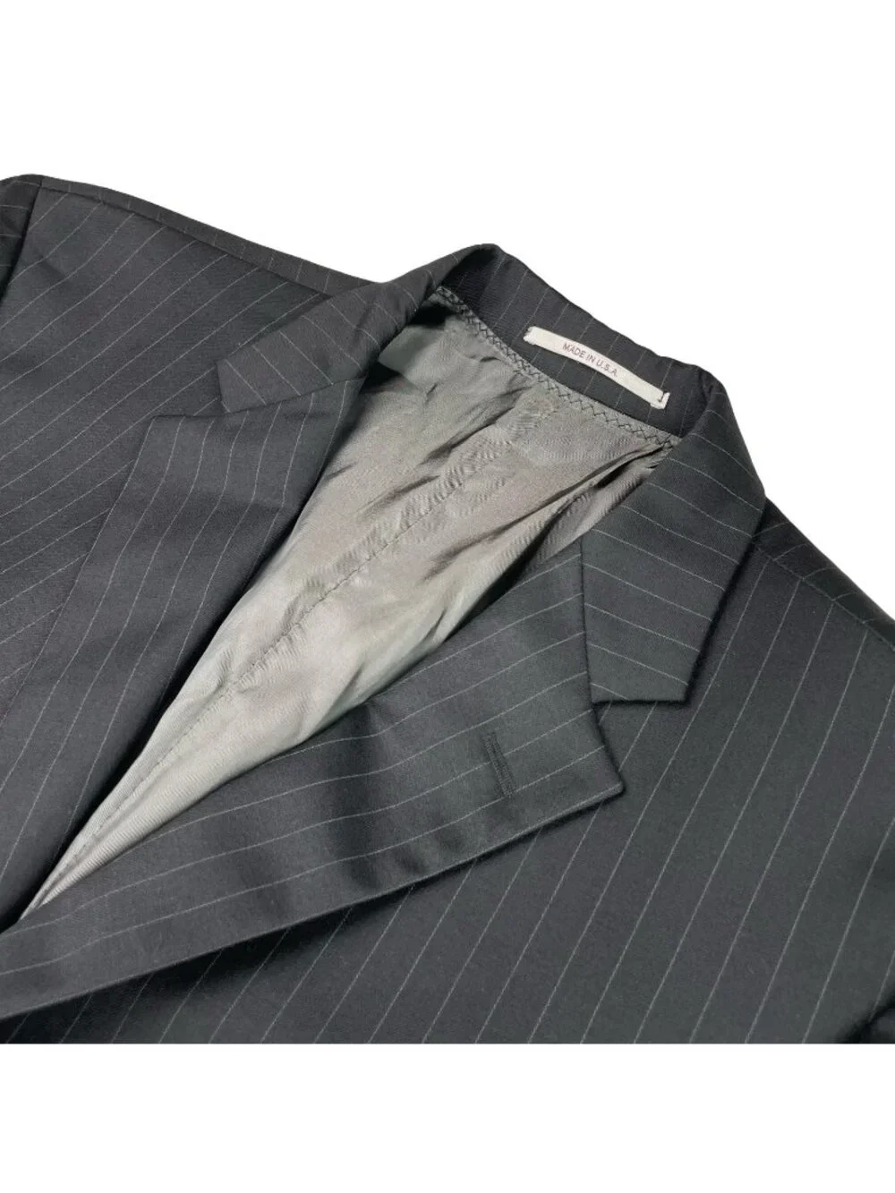 Hickey Freeman Men's Milburn 100% Wool 2-Button Blazer Black Stripe • USA • 46R